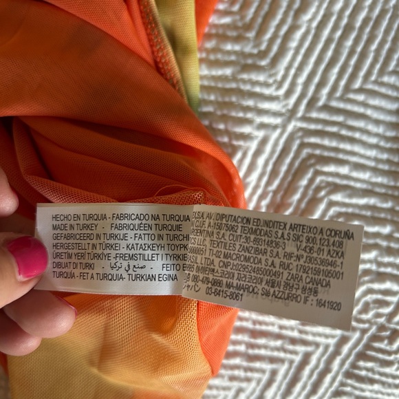 Women’s Zara Draped Tulle Bodysuit. Orange, Size Medium. NWT - Picture 6 of 6